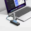 ORICO PW3UR25-U3 4-Port USB Hub mit 3x USB-A 3.0 und 2.5G Ethernet, 1m Kabel, Schwarz