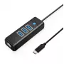 ORICO PW3UR25-C3 USB-C Hub 4-Port 3x USB-A 3.0 1x RJ45 2.5G Ethernet 1.8m Schwarz
