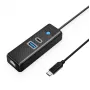 ORICO PW3UR25-C3 3-Port USB-C Hub mit 2,5G Ethernet, 1x USB-A 3.0, 1x USB-C 3.0, 1m Kabel, Schwarz