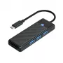 ORICO PAPW3AT-U3 4-Port USB 3.0 Hub mit SD/MicroSD-Kartenleser, 1,8 m Kabel, Schwarz