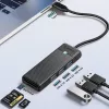 ORICO PAPW3AT-U3 4-Port USB 3.0 Hub mit SD/MicroSD-Kartenleser, 1,8 m Kabel, Schwarz