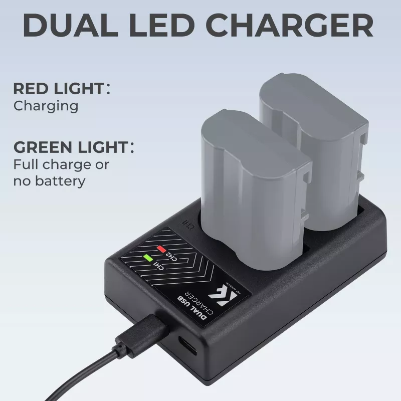 K&F Concept Dual USB-Ladegerät für Nikon EN-EL15 D7000 D7500 D850 D750