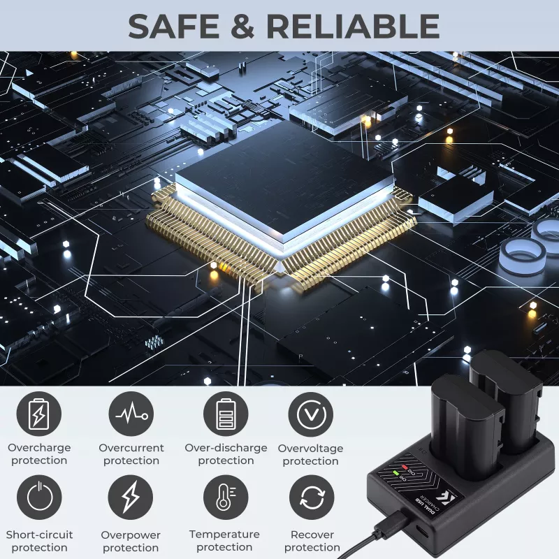 K&F Concept Dual USB-Ladegerät für Nikon EN-EL15 D7000 D7500 D850 D750