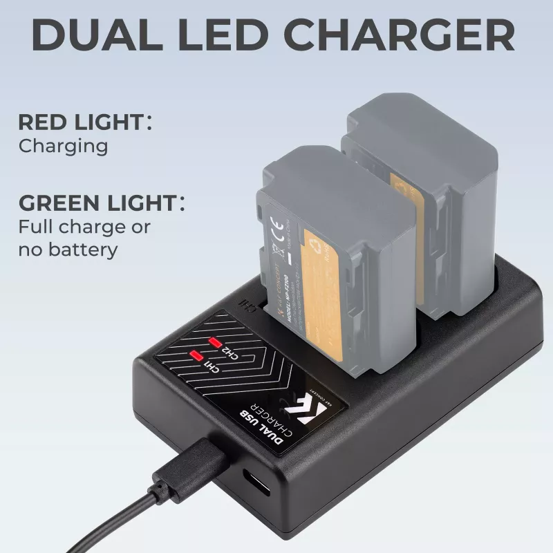 K&F Concept Dual USB Charger für Sony NP-FZ100 Akku - KF28.0010