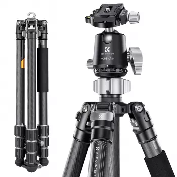 K&F Concept X284C4 Carbon Fiber Stativ mit BH-36 Kugelkopf, 172 cm / 67,7 Zoll, 16 kg / 35,3 lbs Belastung, Einbeinstativ, 4-Section Twist Lock, Arca-Swiss kompatibel
