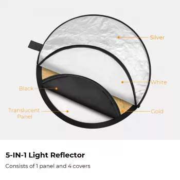 K&F Concept 5-in-1 Runder Reflektor 110cm mit Diffusor und Tragetasche - KF18.0003