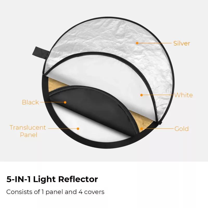 K&F Concept 5-in-1 Runder Reflektor 110cm mit Diffusor und Tragetasche - KF18.0003