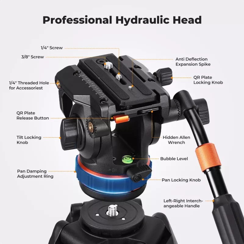 K&F Concept Professionelles Videostativ mit Fluidkopf 192cm KF09.147