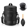 K&F Concept Wasserdichte Objektivtasche Klein 12x8cm mit Blasebalg - Schwarz