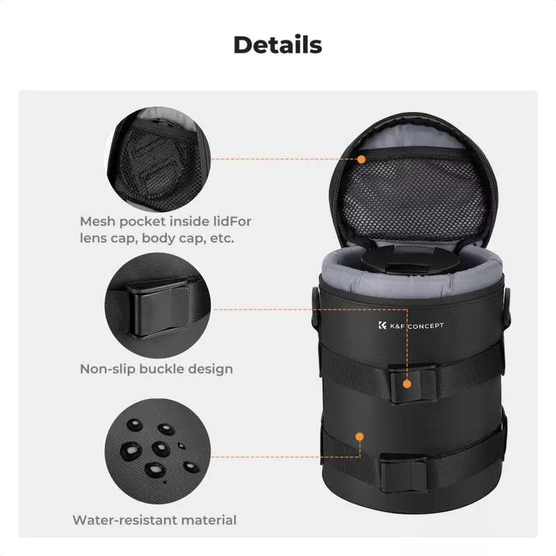 K&F Concept Wasserdichte Objektivtasche Klein 12x8cm mit Blasebalg - Schwarz
