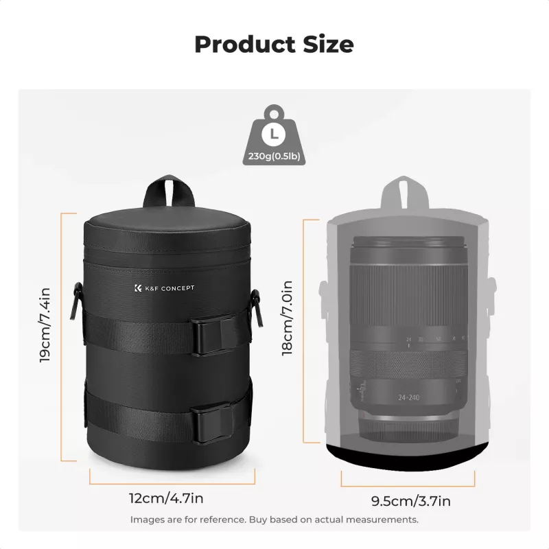 KF Wasserdichte Kamera-Objektivtasche XL 23,5 x 11,5 cm Schwarz KF13.203