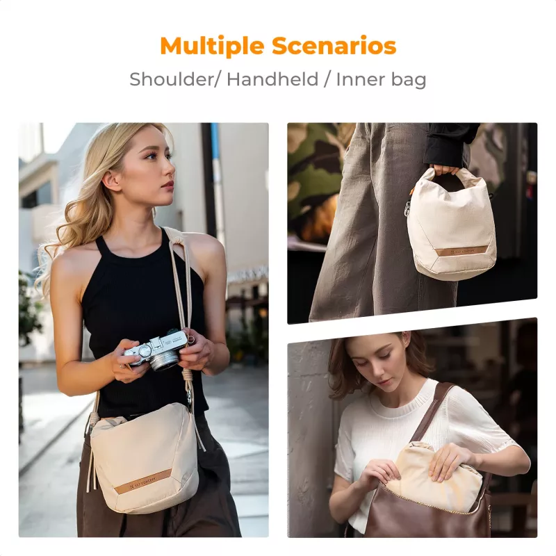 K&F Concept Crossbody Sling Bag 5L Beige für Kamera und Smartphone