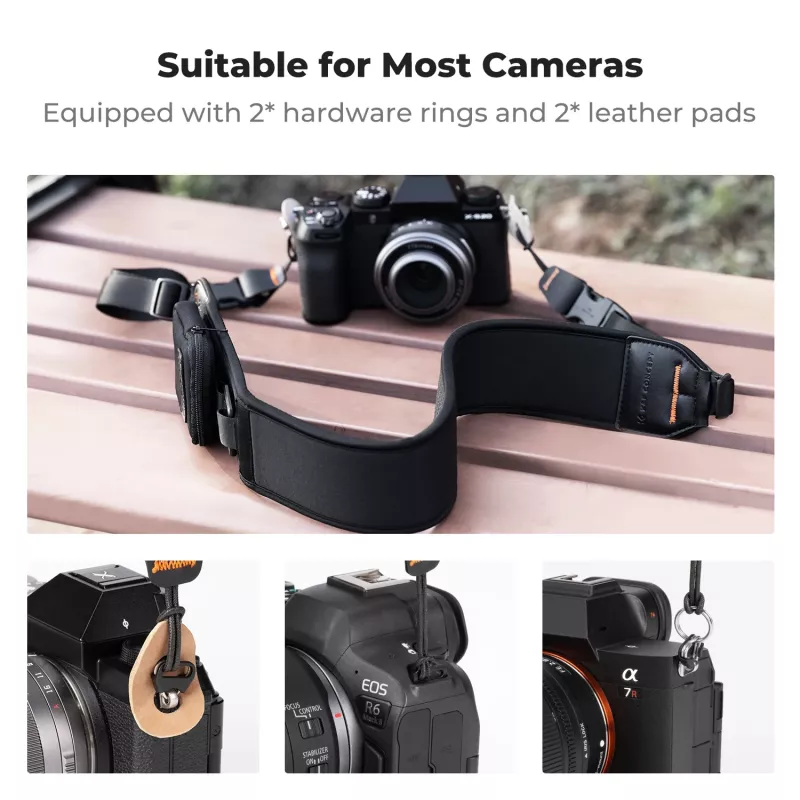 KF Neoprene Nacken- & Schultergurt für DSLR- & spiegellose Kameras (Canon, Nikon, Sony) - Schwarz