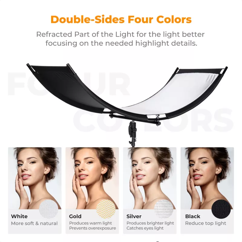 K&F Concept U-Shape 4-in-1 Curved Reflector 180x60cm mit Lichtstativ und Tragetasche