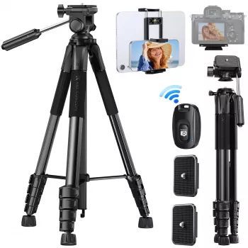 K&F Concept Kompaktes Kamerastativ für DSLR und Smartphone Schwarz