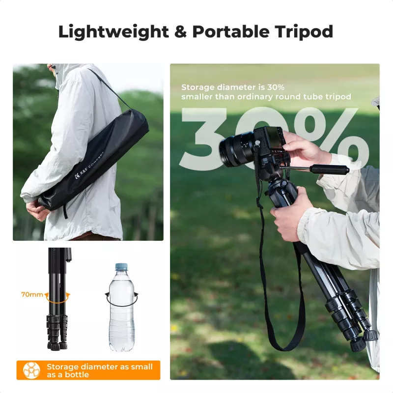 K&F Concept Kompaktes Kamerastativ für DSLR und Smartphone Schwarz