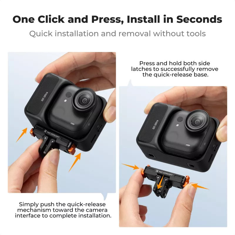 KF Magnetic Quick Release Mount für GoPro und 1/4 Zoll Schraube, für Insta360 Go Ultra, Schwarz
