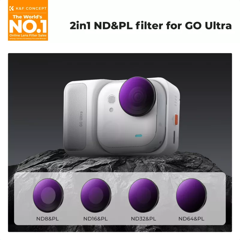 K&F Concept 4er-Pack 2-in-1 ND/PL Filter-Set ND8/PL ND16/PL ND32/PL ND64/PL für Insta360 GO Ultra, SKU.1673