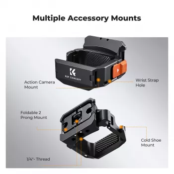 KF Mount Adapter Protective Frame für DJI Osmo Pocket 3 / 4 mit GoPro-Halterung und 1/4 inch-Stativgewinde - Schwarz