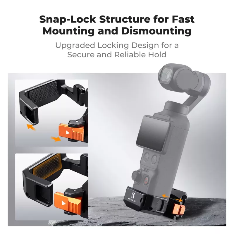 KF Mount Adapter Protective Frame für DJI Osmo Pocket 3 / 4 mit GoPro-Halterung und 1/4 inch-Stativgewinde - Schwarz