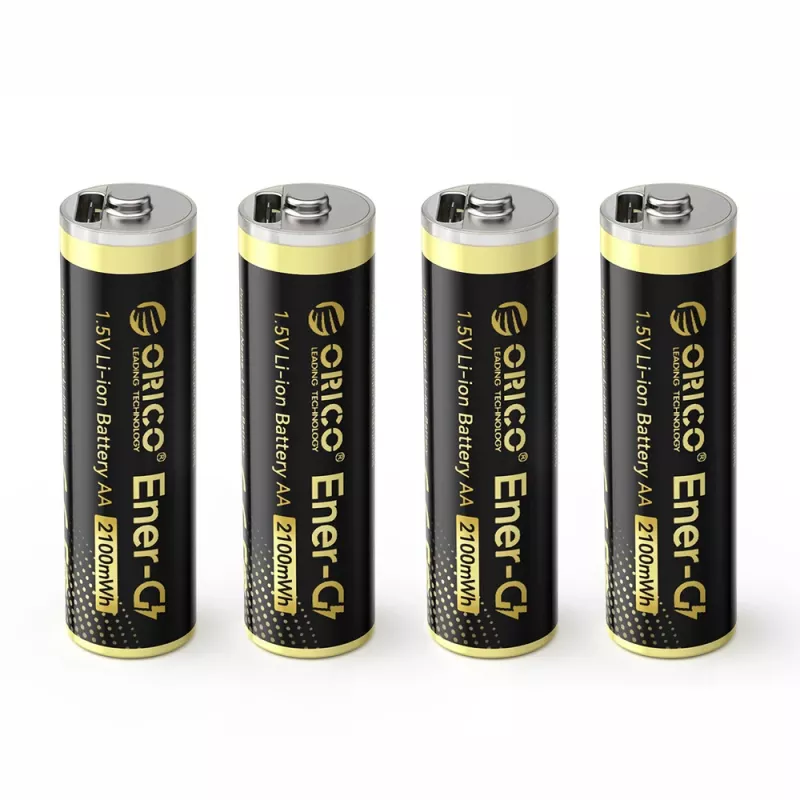 ORICO Ener-G EG5C 1,5 V 2100 mWh wiederaufladbare AA LiPo-Akku mit USB-C-Ladekabel, 4er-Pack