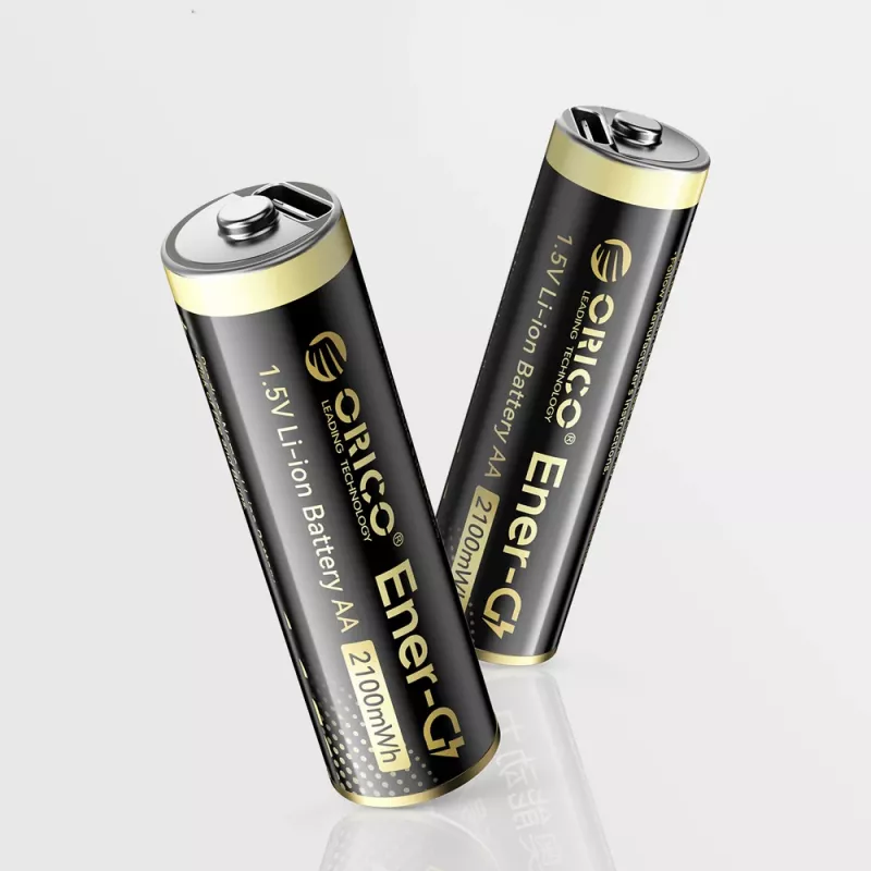 ORICO Ener-G EG5C 1,5 V 2100 mWh wiederaufladbare AA LiPo-Akku mit USB-C-Ladekabel, 4er-Pack
