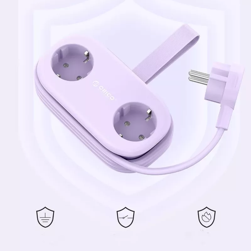 ORICO AP3 65W GaN 6-in-1 Power Strip mit 2 AC-Steckdosen, 2 USB-A und 2 USB-C Anschlüssen - Lila