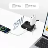 ORICO PDC25 25W 6-in-1 Steckdosenleiste mit 2 AC-Steckdosen, 2 USB-A- und 2 USB-C-Anschlüssen - Schwarz