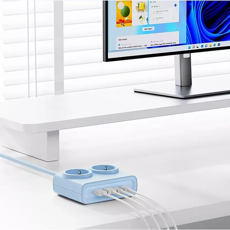 ORICO PDC25 25W 6-in-1 Desktop Power Strip mit 2 AC-Steckdosen, 2 USB-A und 2 USB-C Anschlüssen - Blau