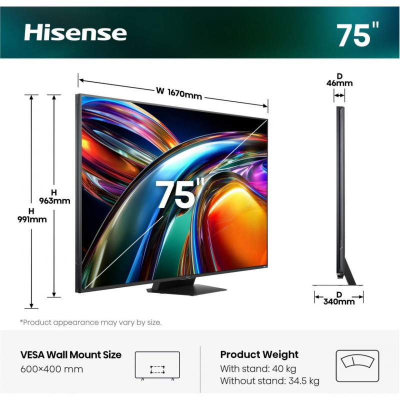 Hisense 75UR9DS 75-Zoll ULED Mini-LED 4K Smart TV (2024)