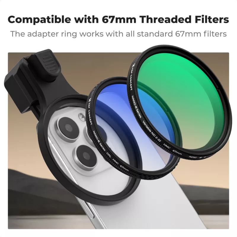 K&F Concept Smartphone Filter Clip 67mm Schwarz