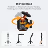 KF Mini-Stativ & Selfie-Stick 65 cm 360°-Kopf Telefonhalter KF09.180S1 Schwarz