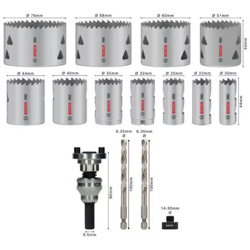 Bosch PRO Multi Material Q-Lock Lochsägen-Set 15-teilig 2608901549