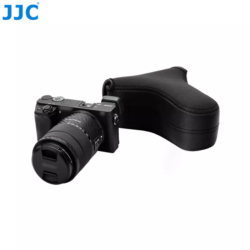 JJC OC-S3BK Neopren-Kameratasche für DSLR/Spiegellose mit langem Objektiv, Schwarz