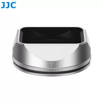 JJC Gegenlichtblenden- und Objektivdeckel-Set für Fujifilm Fujinon XF 23mm F2.8 R WR und XF 27mm F2.8 R WR - Silber (LH-JXF23F28)