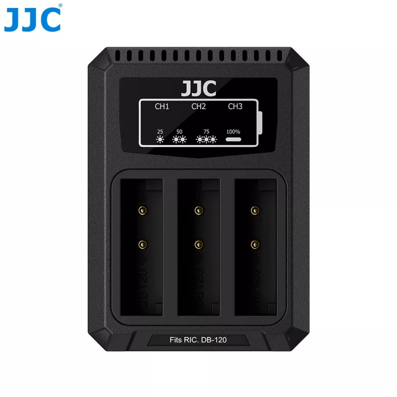 JJC Triple USB Battery Charger für Ricoh DB-120 (3 Slots) - DCH-DB120TC