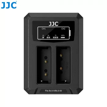 JJC Dual USB Ladegerät für Olympus BLS-1 BLS-5 BLS-50 Akkus