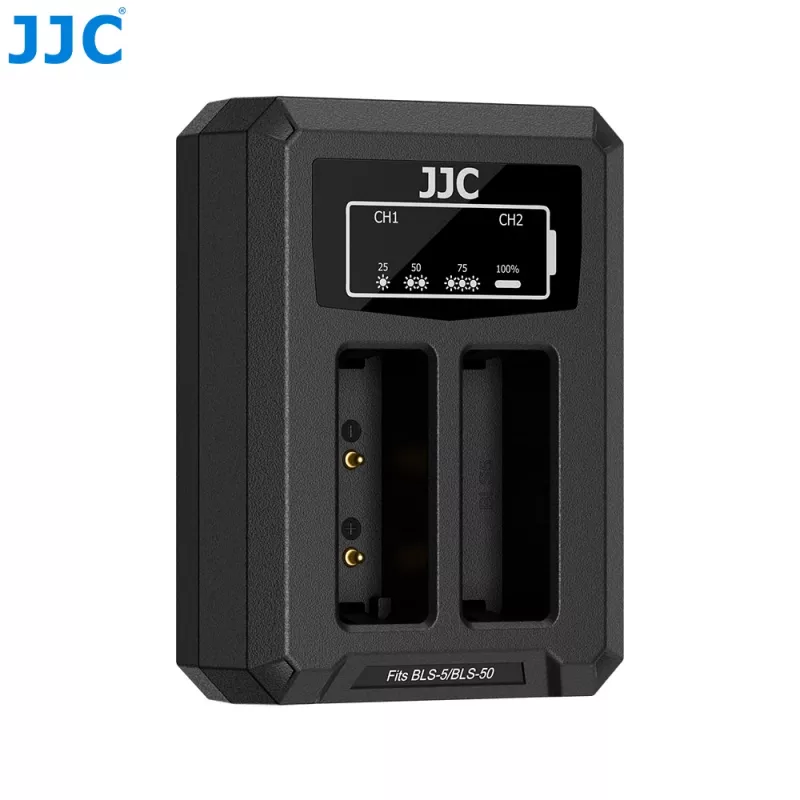 JJC Dual USB Ladegerät für Olympus BLS-1 BLS-5 BLS-50 Akkus