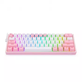 Redragon Fizz Pro K616 60% Tri-Mode Mechanische Gaming-Tastatur, Weiß/Rosa, RGB, Hot-Swappable, 1600mAh