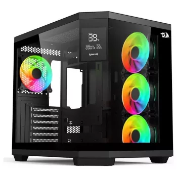 Redragon Vision ARGB GC-625-PRO Mid-Tower Gaming-Gehäuse, Schwarz, gehärtetes Glas, 4x120mm ARGB-Lüfter