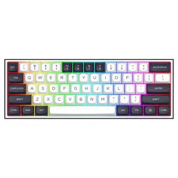 Redragon ALCOR QMK K717WB-RGB-PRO Mechanische Tastatur, 75% Layout, Tri-Mode, Hot-Swappable, Weiß/Schwarz