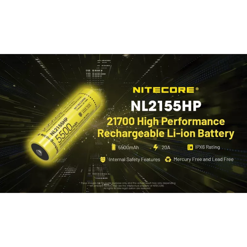 Nitecore NL2155HP 21700 Li-ion Akku 5500mAh 3.6V Button Top Protected