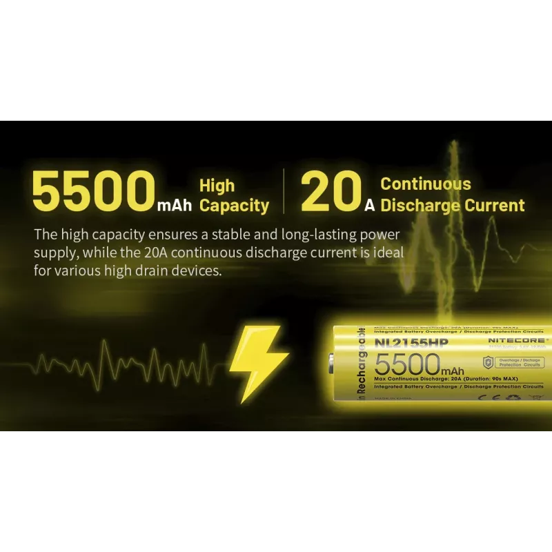 Nitecore NL2155HP 21700 Li-ion Akku 5500mAh 3.6V Button Top Protected