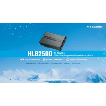 Nitecore HLB2500 2500 mAh Li-Ion-Akku-Pack mit USB-C-Ladefunktion
