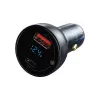 Baseus Particular Digital Display Car Charger, USB-C + USB-A, QC3.0+PD, 65W, Grau