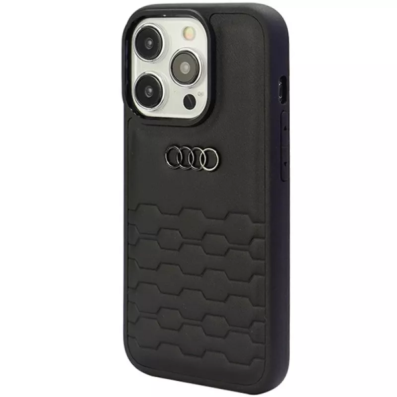 Audi GT Synthetic Leather Hard Case für iPhone 15 Pro (6.1 inch) - Schwarz