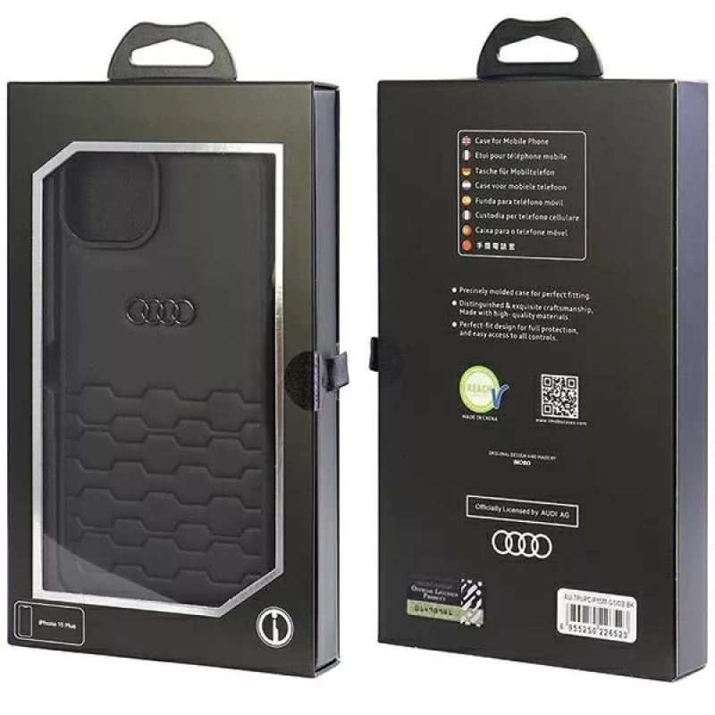 Audi GT Kunstleder Hartschale für iPhone 15 Plus / 14 Plus 6,7 inch - Schwarz