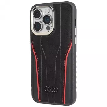 Audi Genuine Leather MagSafe iPhone 14 Pro 6.1 Black-Red Hardcase AU-TPUPCMIP14P-R8/D3-RD