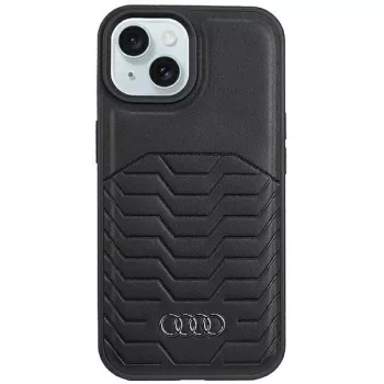 Audi Kunstleder MagSafe Hard Case für iPhone 15 / 14 / 13 6,1 Zoll Schwarz