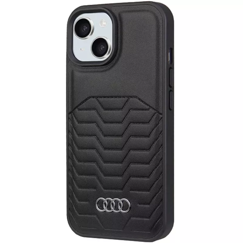 Audi Kunstleder MagSafe Hard Case für iPhone 15 / 14 / 13 6,1 Zoll Schwarz